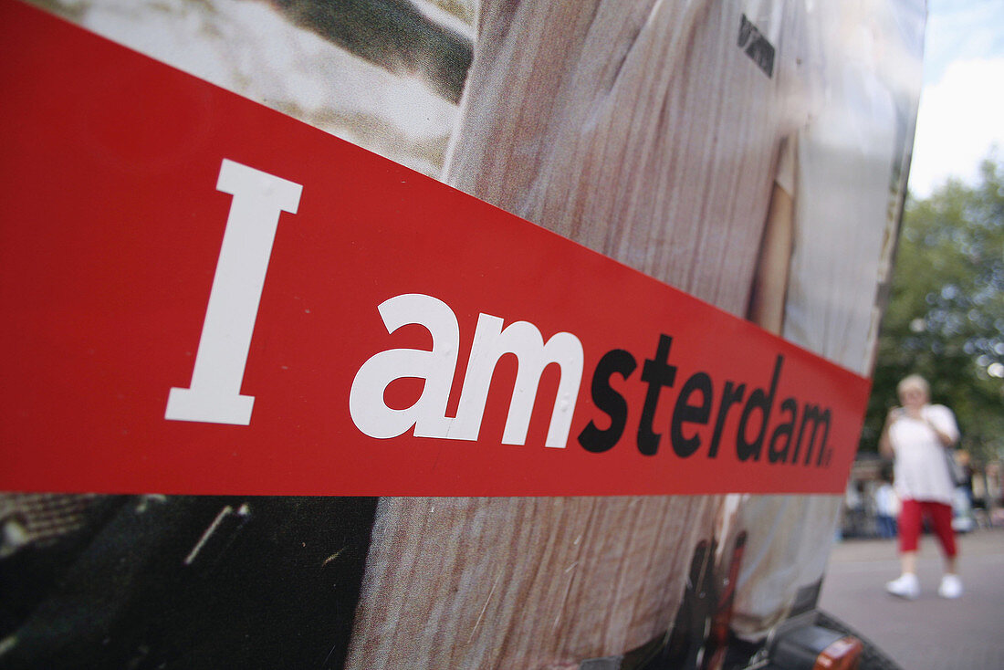 Bill board on bike taxi, Amsterdam slogan, Holland, Netherlands