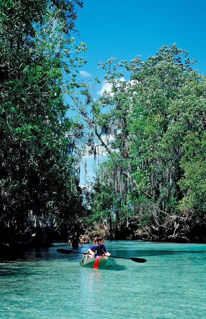 Paddelboot im Three Sisters Manatee Schutzgebiet,  USA, Florida, Crystal River