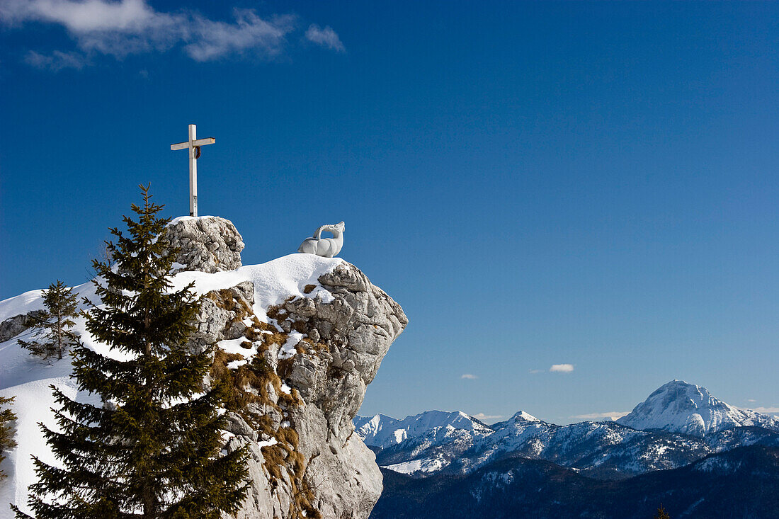 Summit cross, Brauneck, Upper Bavaria, Germany