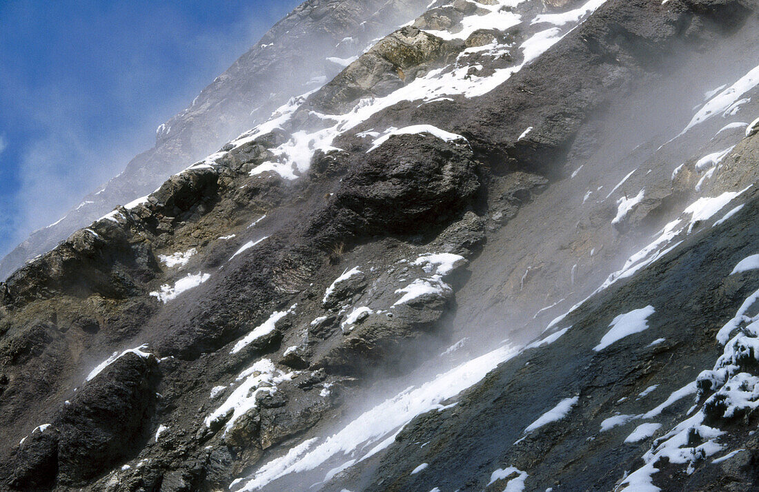 Evaporation on wintertime. Pyrenees. Catalonia. Spain