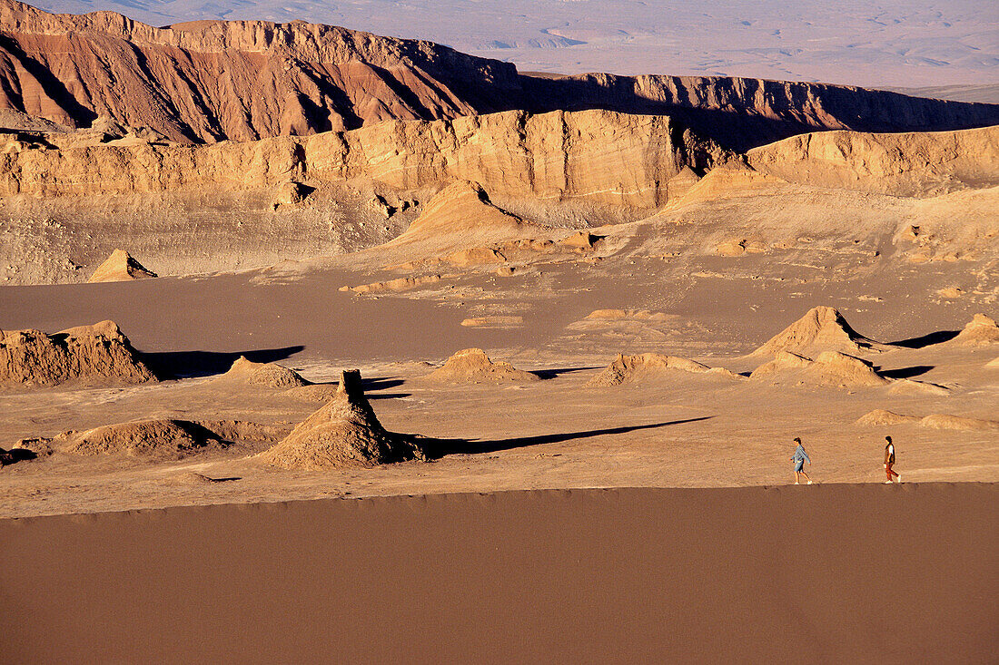 Tourists walking at Valle de La Luna. Atacama desert. Chile