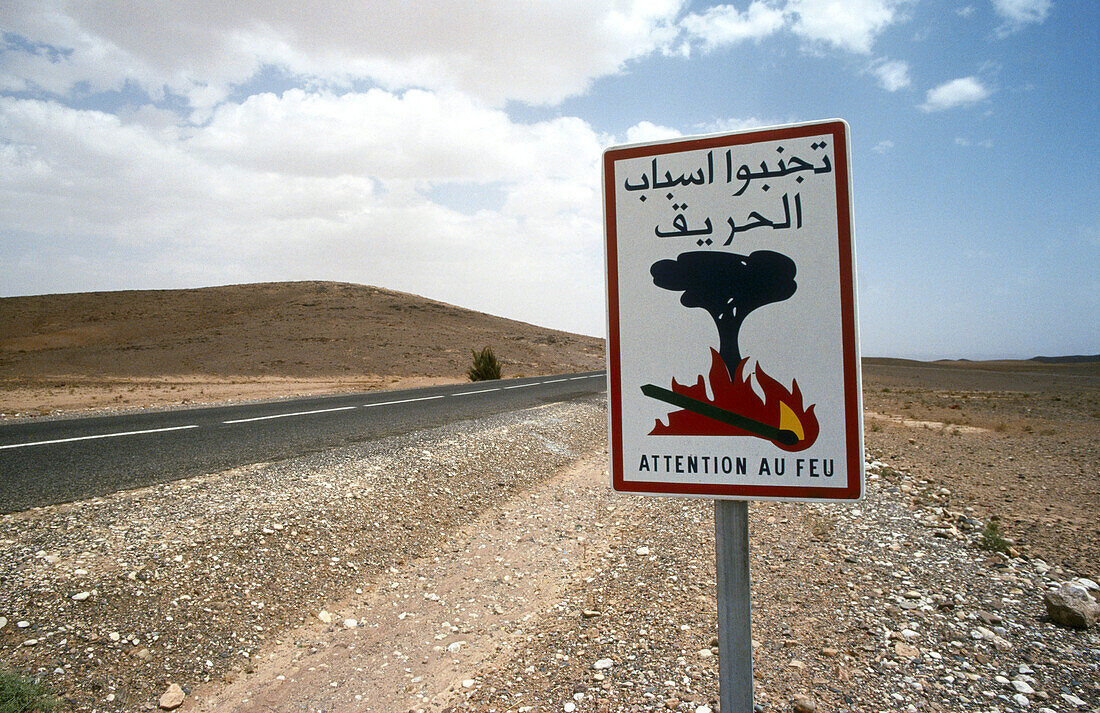 Fire sign, Atlas mountains. Morocco