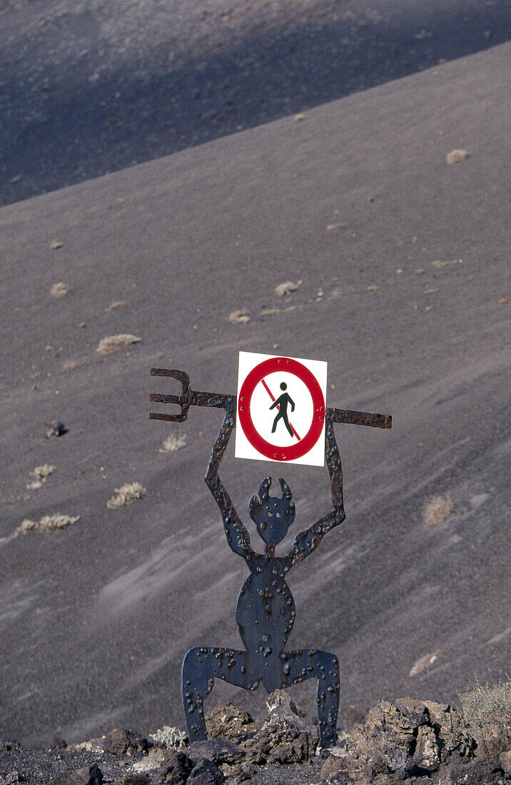 Timanfaya National Park sign. Lanzarote, Canary Islands. Spain