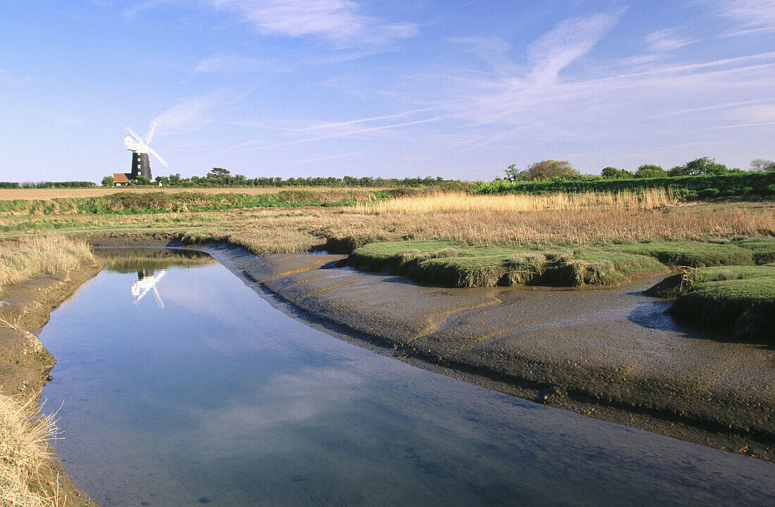 Burnham overy mill and marsh. Norfolk. England. UK