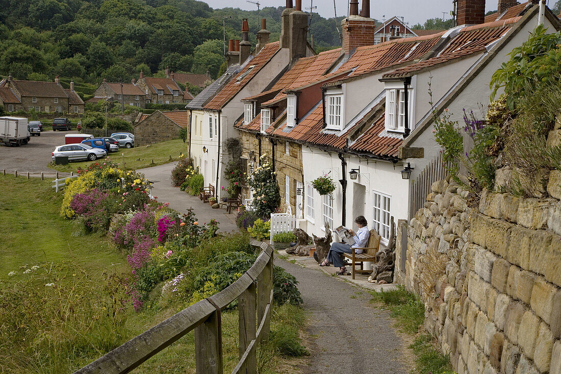 Cottages Sandsend Whitby North East Yorkshire UK July