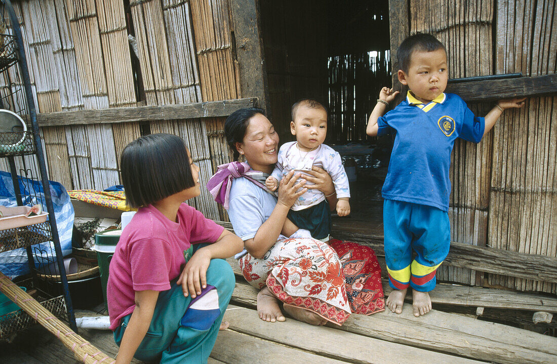 Lahu tribal village, family. Nasiri, near Chiang Mai. Thailand.