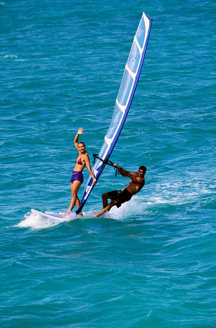 Tandem windsurfing. Maui. Hawaii