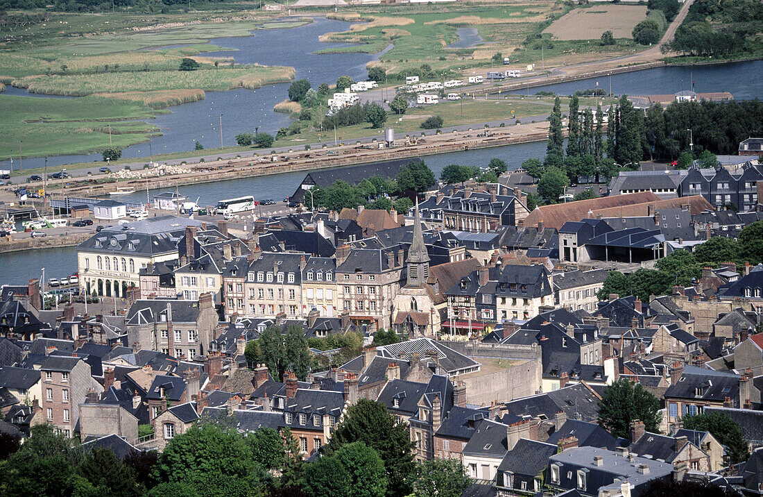 Honfleur, town view from Cote de Grace. Normandy. France