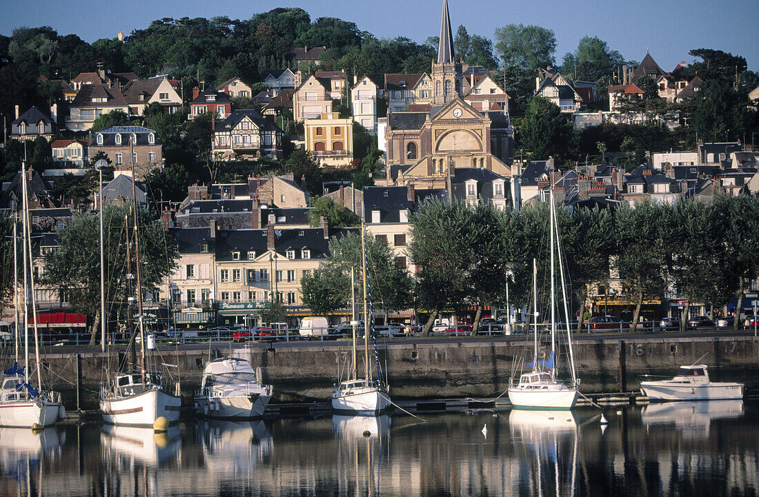 Trouville-sur-Mer, town detail from Corniche. Normandy. France