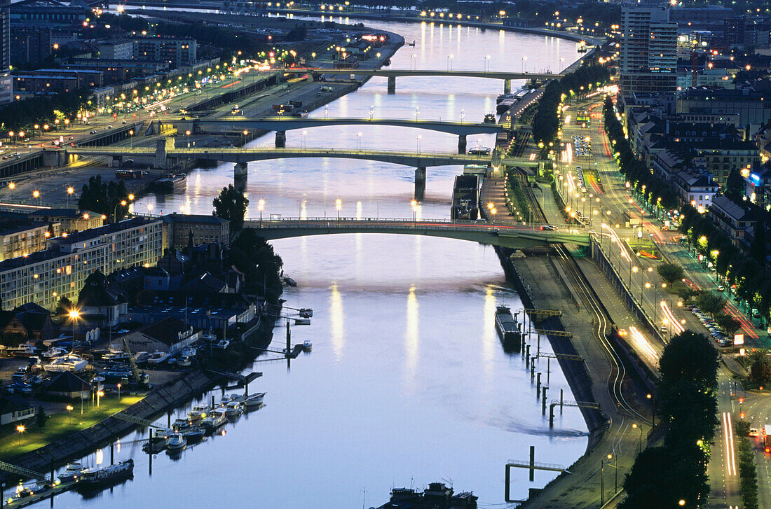 Seine River at evening. Rouen. Normandy. France