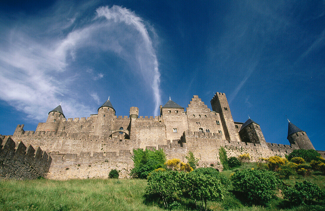 Carcassone, medieval city walls. Languedoc-Roussillon. France