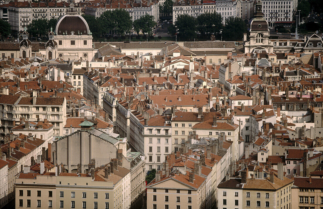 Rooftops around Bellecour. Lyon. Rhone Valley. France