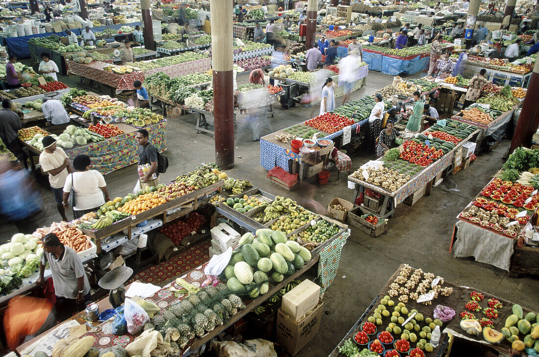 Interior view of Lautoka Town Market. Viti Levu Island. Fiji