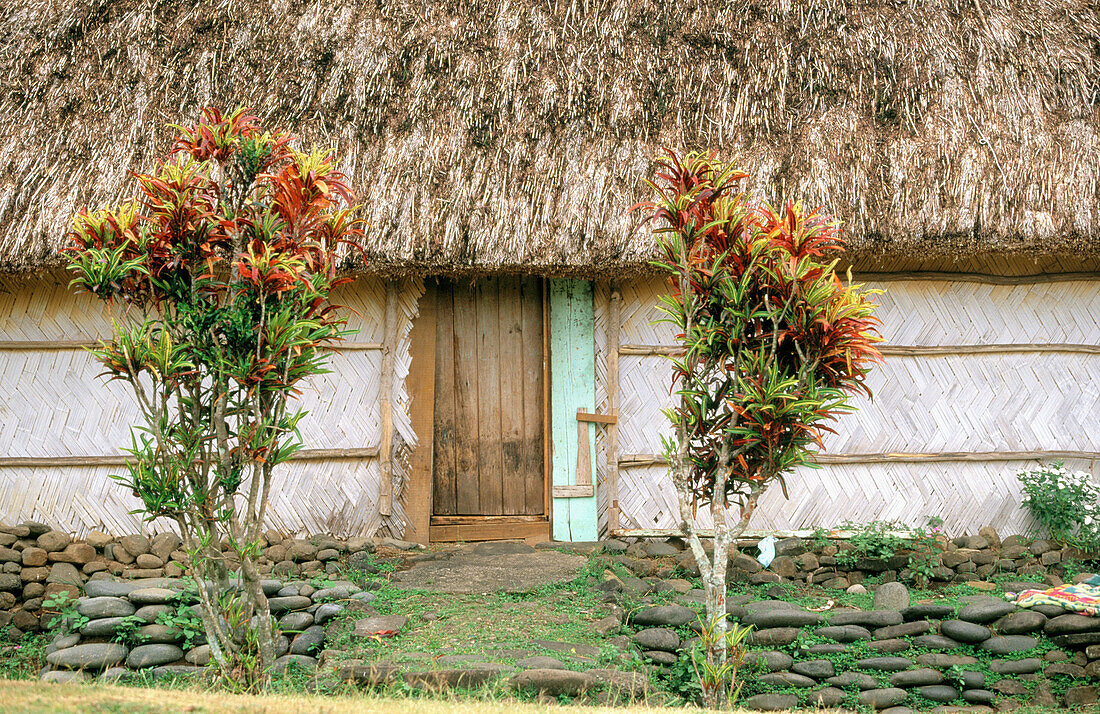 Traditional bure house detail. Navala. Viti Levu. Fiji