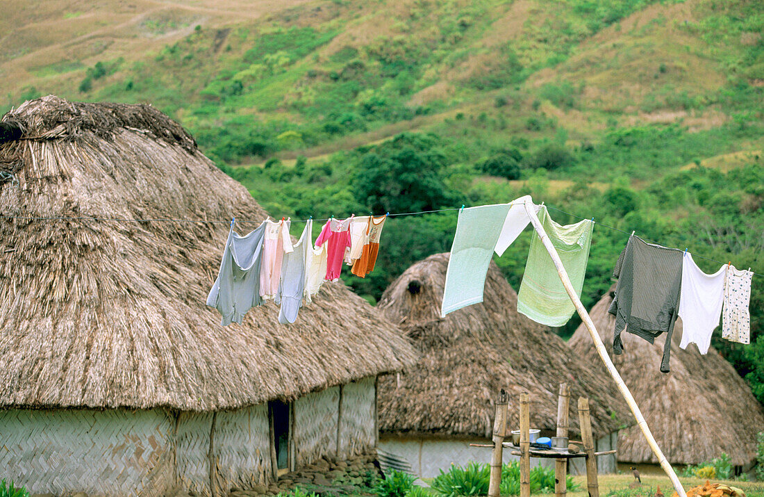 Traditional bure houses. Navala. Viti Levu. Fiji