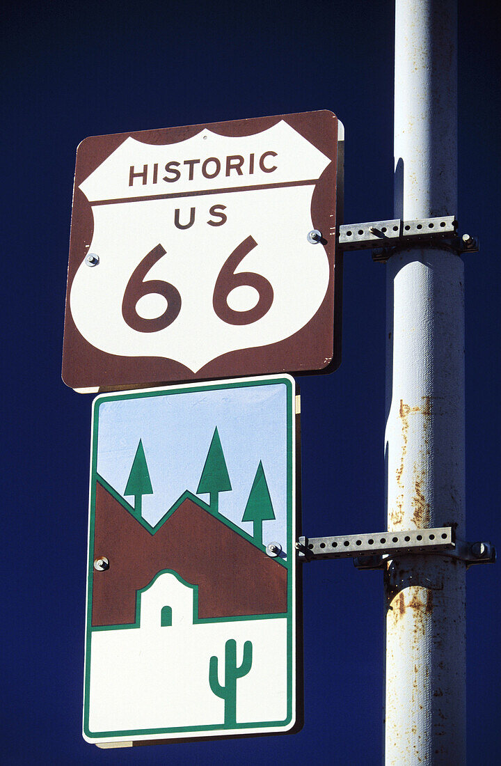 Route 66 sign historic american road. Arizona. USA
