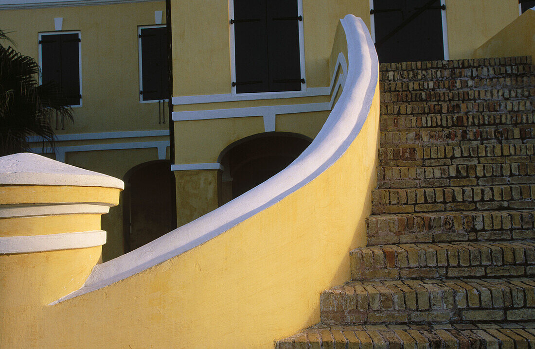 Staircase view of the Old Customs House in Christiansted. Saint Croix Island. U.S. Virgin Islands