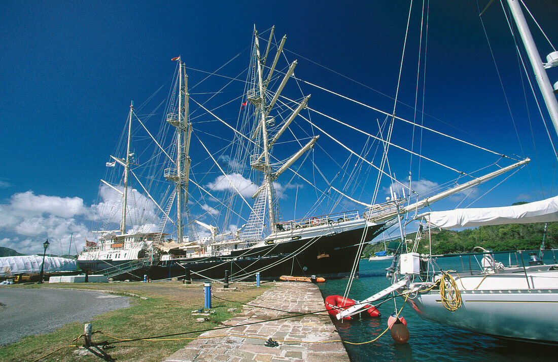 Tall ship. Dockyard. Historic Nelson s Dockyard. Antigua. Antigua and Barbuda. West Indies. Caribbean