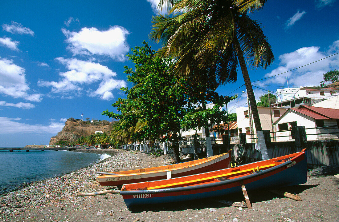 Gommiers . Wooden fishing boats. Bellefontaine. Martinique. French West Indies. Caribbean