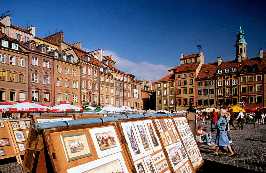 Drawings for sale in the Old Town Market Square (Rynek Starego Miasta). Warsaw. Poland