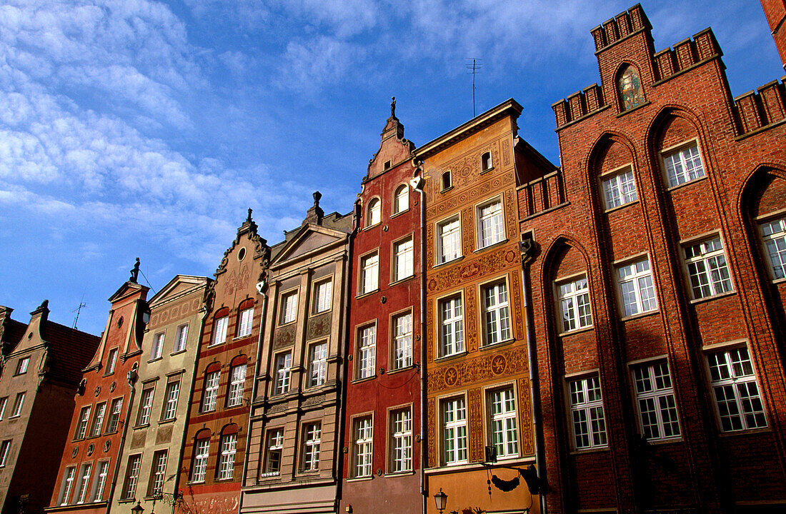 Buildings in Dluga (long) Street and Town Square. Gdansk. Pomerania. Poland