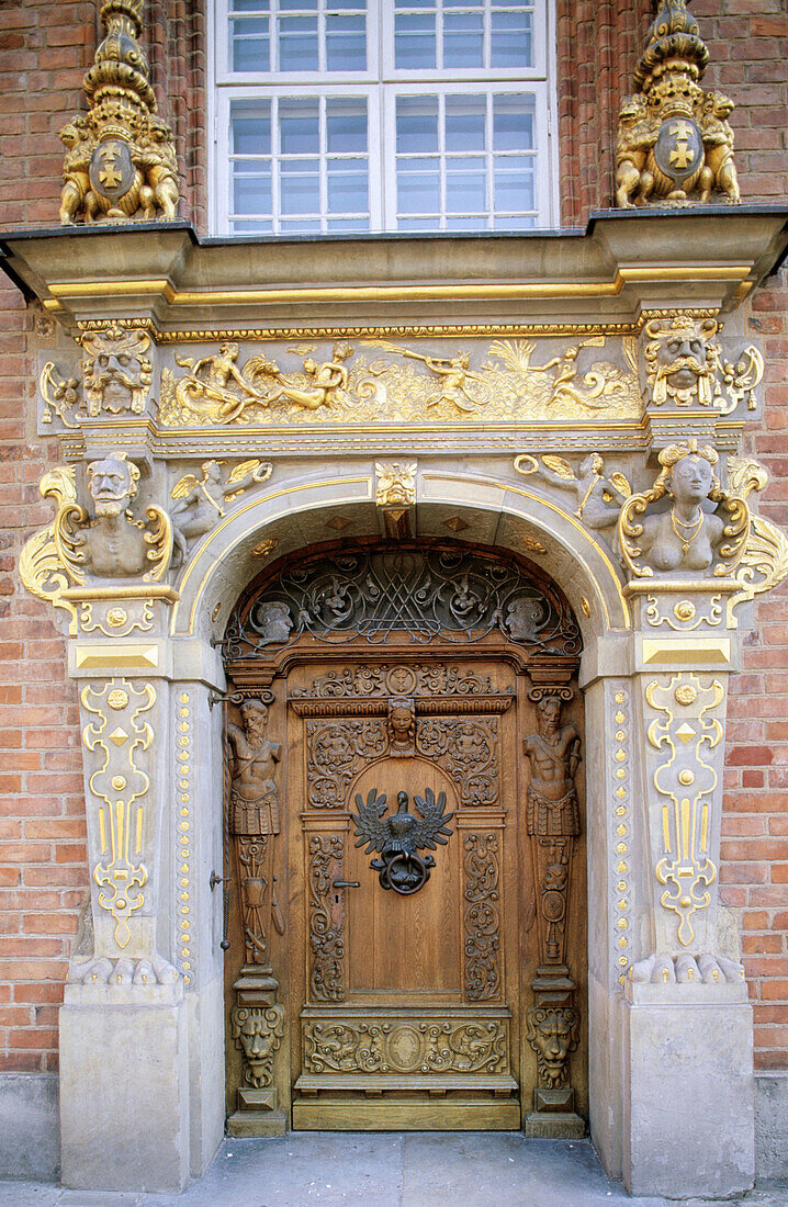 Doorway to the Great Arsenal. Gdansk. Pomerania. Poland