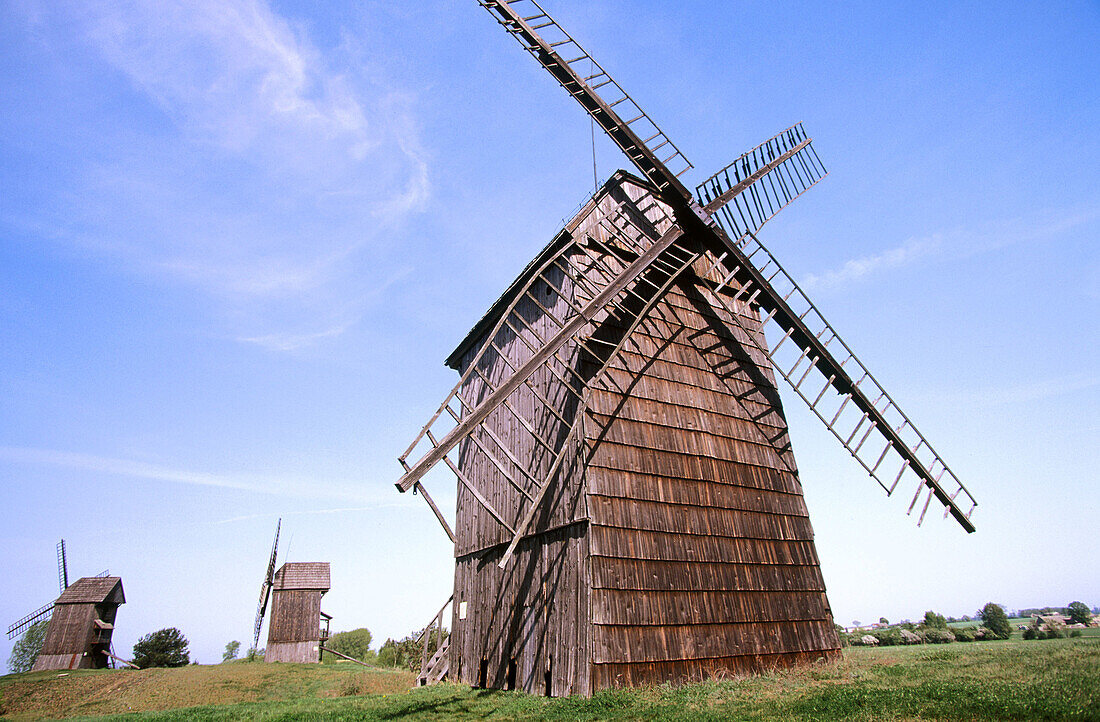 Old windmills in Lednogora. Malopolska. Poland