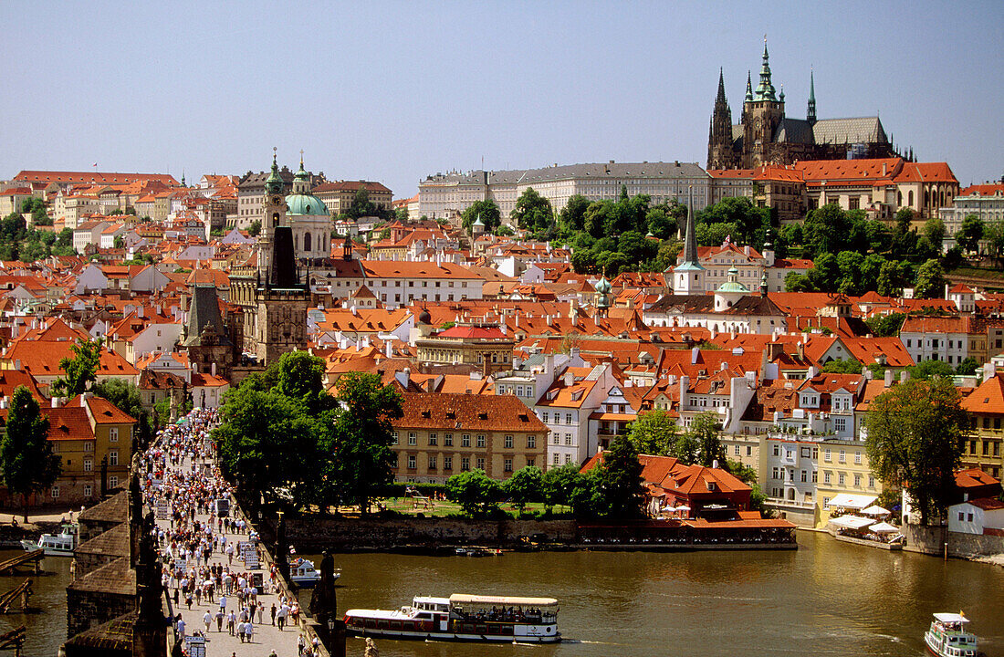 Charles Bridge from Old Town Bridge Tower. Prague. Czech Republic