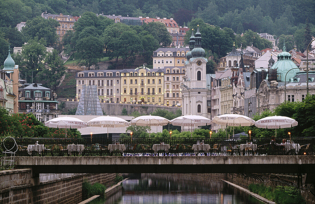 Canal in Tepla River. Karlovy Vary. Czech Republic