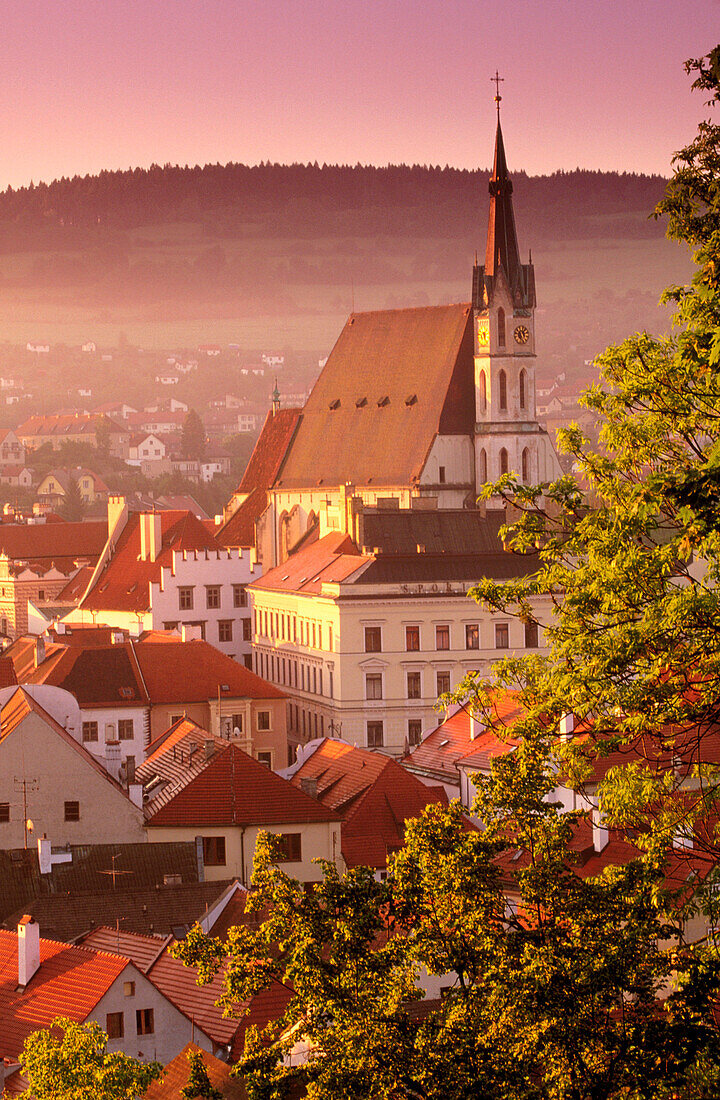 Cesky Krumlov viewed from Krumlov Chateau. South Bohemia. Czech Republic