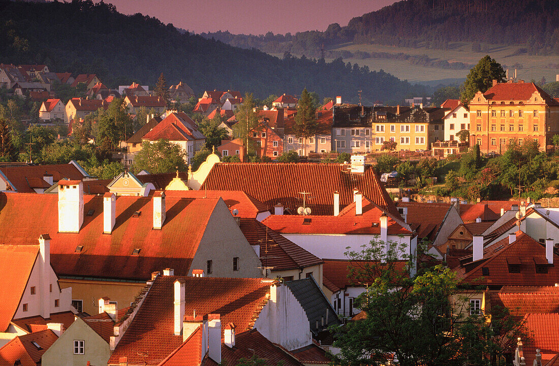 Town view from Krumlov Chateau. Cesky Krumlov. South Bohemia. Czech Republic