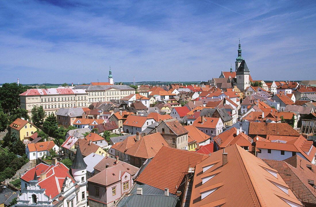Old town. View from Kothov Tower (15th century). Tabor. South Bohemia. Czech Republic