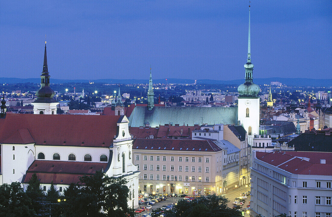 Churches of Saint Thomas (left) and Saint James (right). Brno. South Moravia. Czech Republic