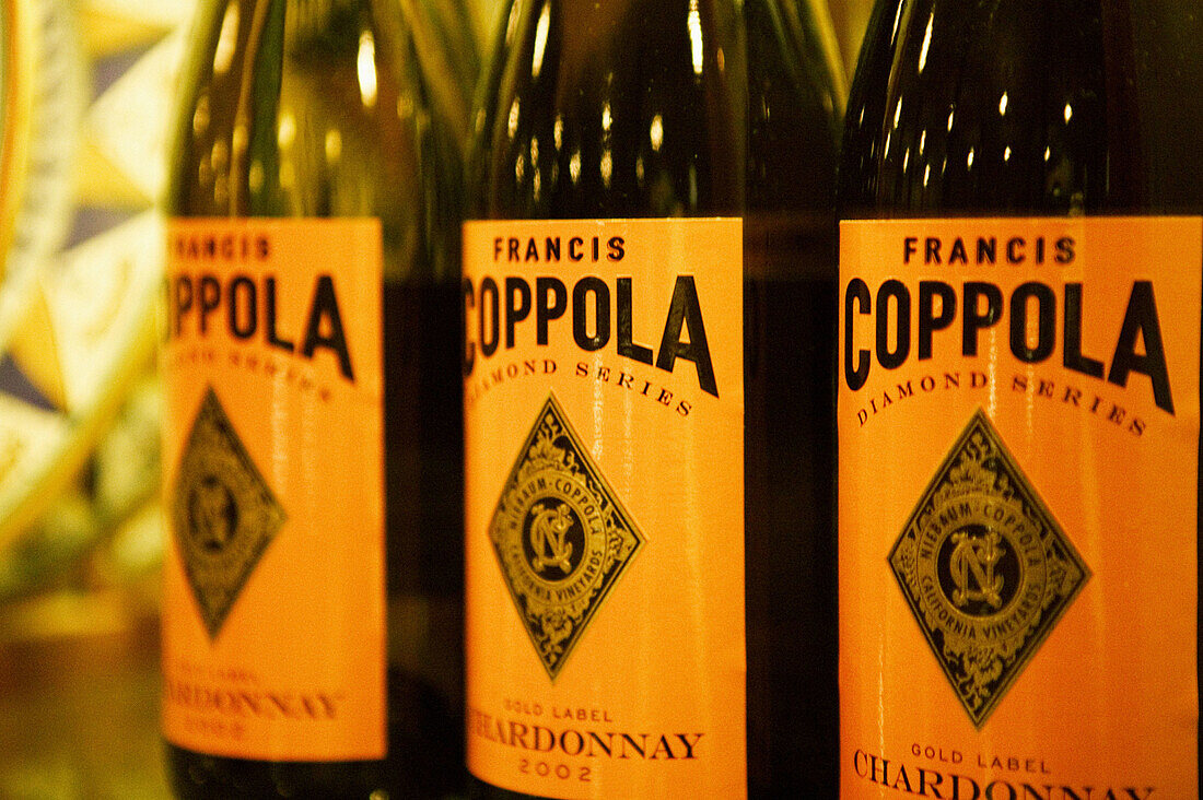 Wine bottles from Niebaum-Coppola Estate Winery. Napa Valley. California, USA