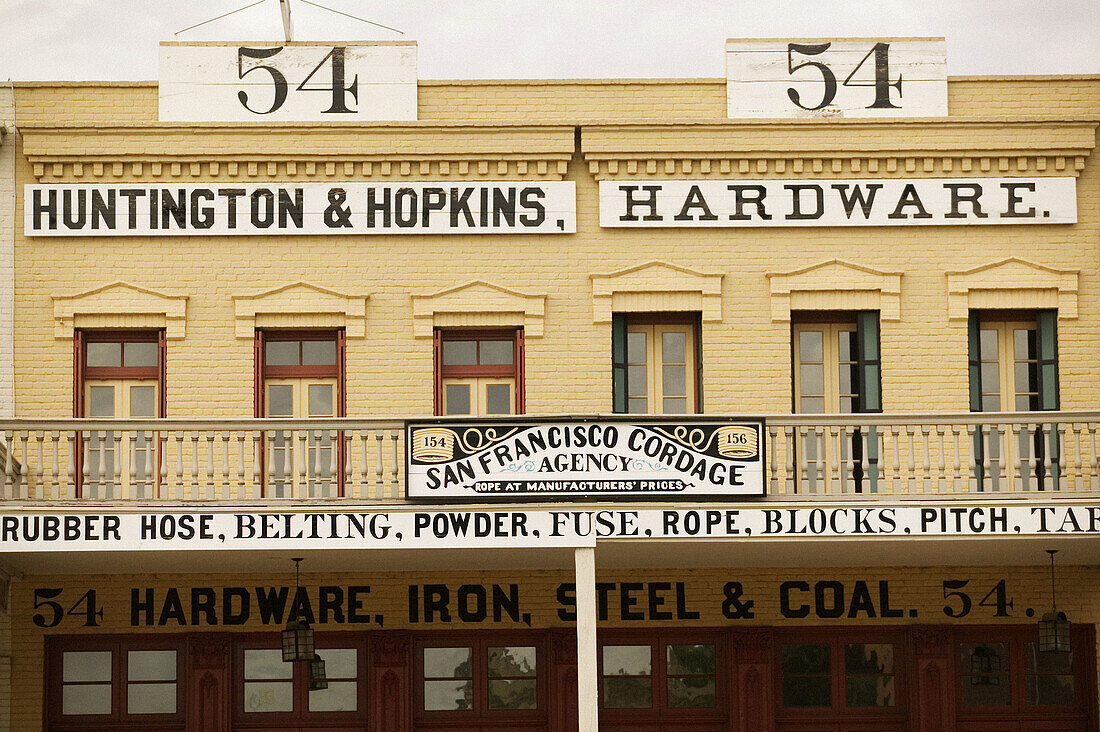 Building storefront in Old Sacramento. California, USA