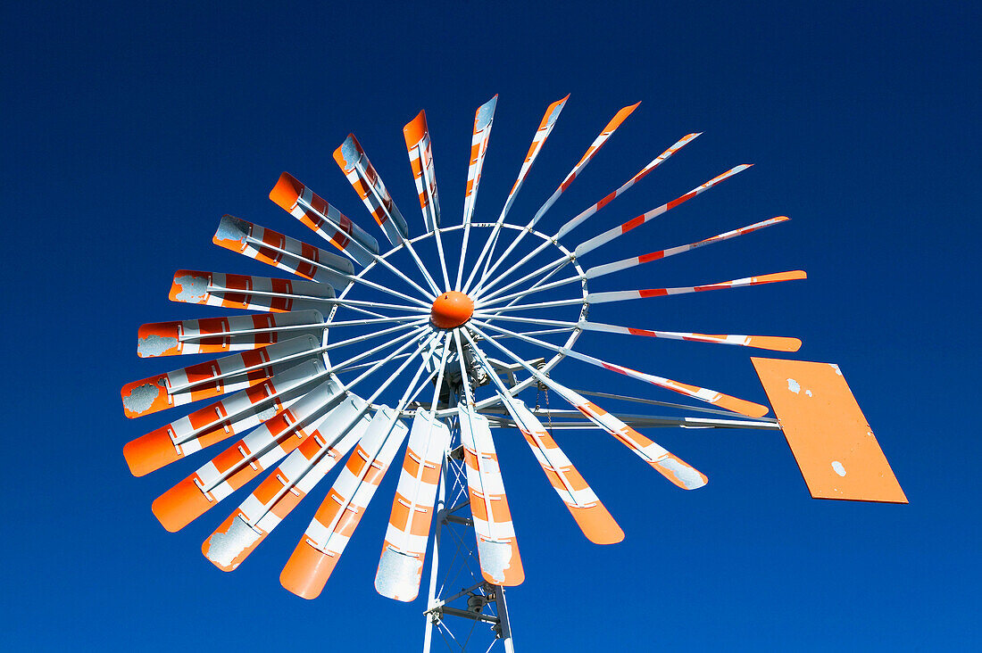 Eau Claire Market, decorative prairie windmill by Bow River. Calgary. Alberta, Canada