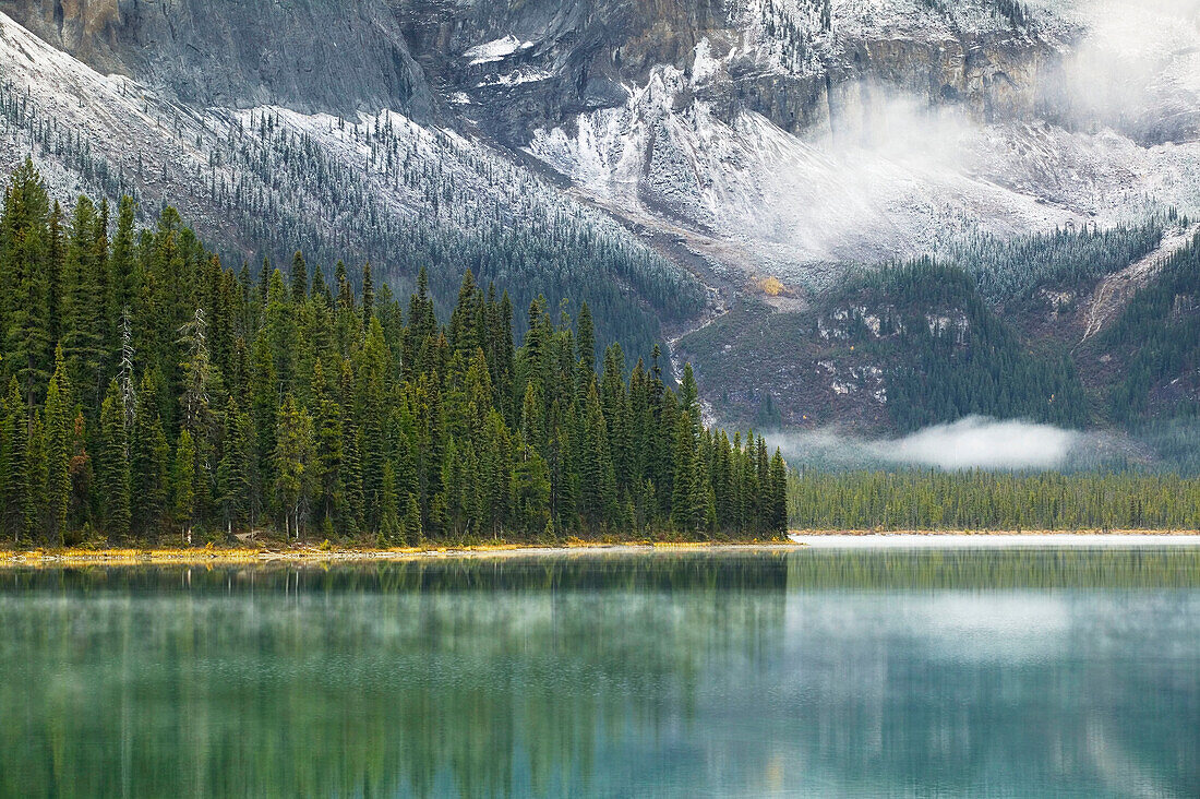 Yoho National Park in autumn, Emerald Lake & reflections. British Columbia, Canada