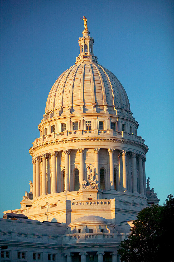 Wisconsin State Capitol Building, exterior at sunrise. Madison. Wisconsin, USA