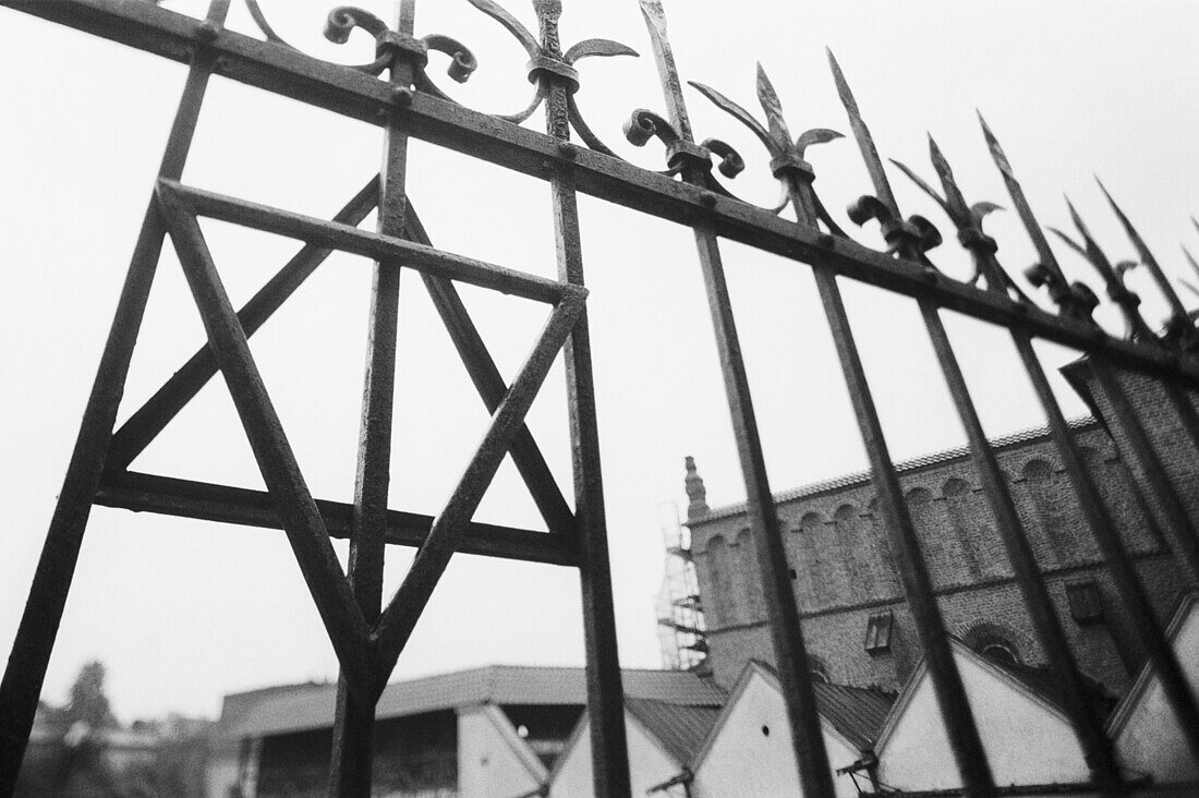 Star of David fence decoration at Kazimierz old Jewish quarter. Krakow. Poland