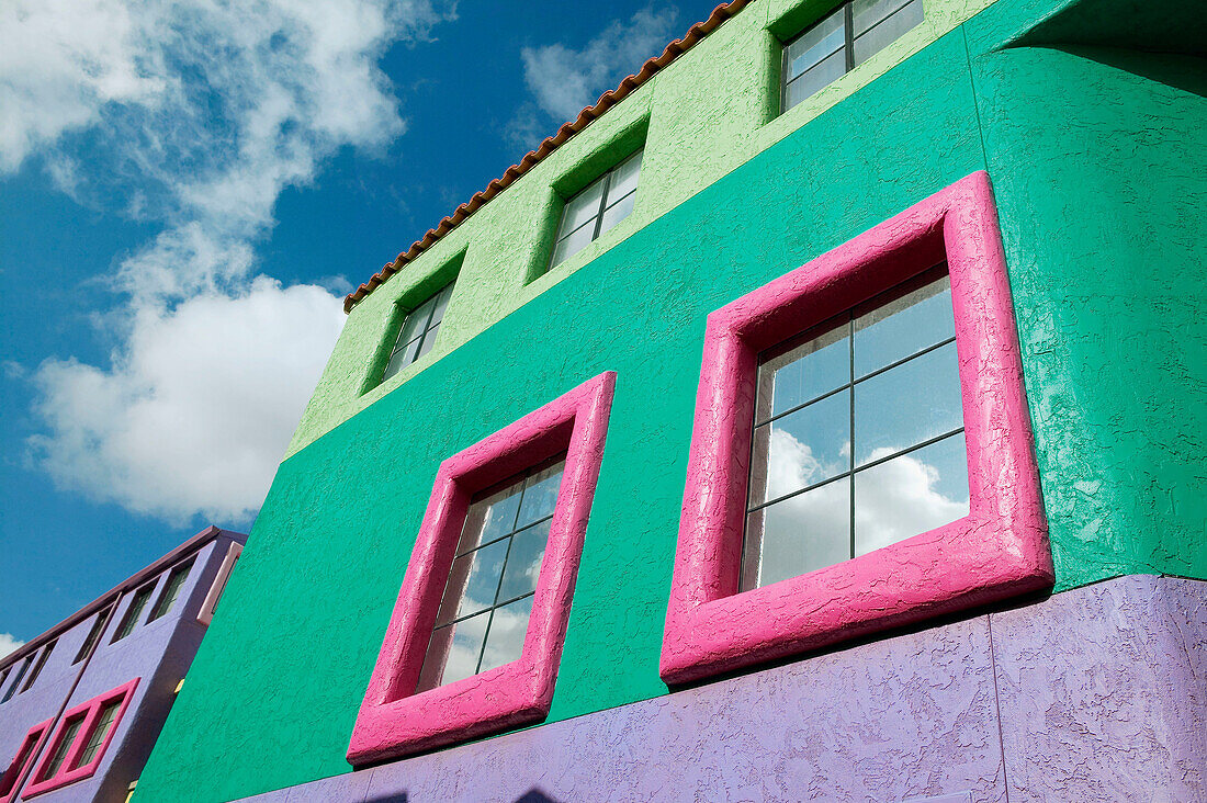 La Placita complex colourful building detail, downtown Tucson. Arizona, USA