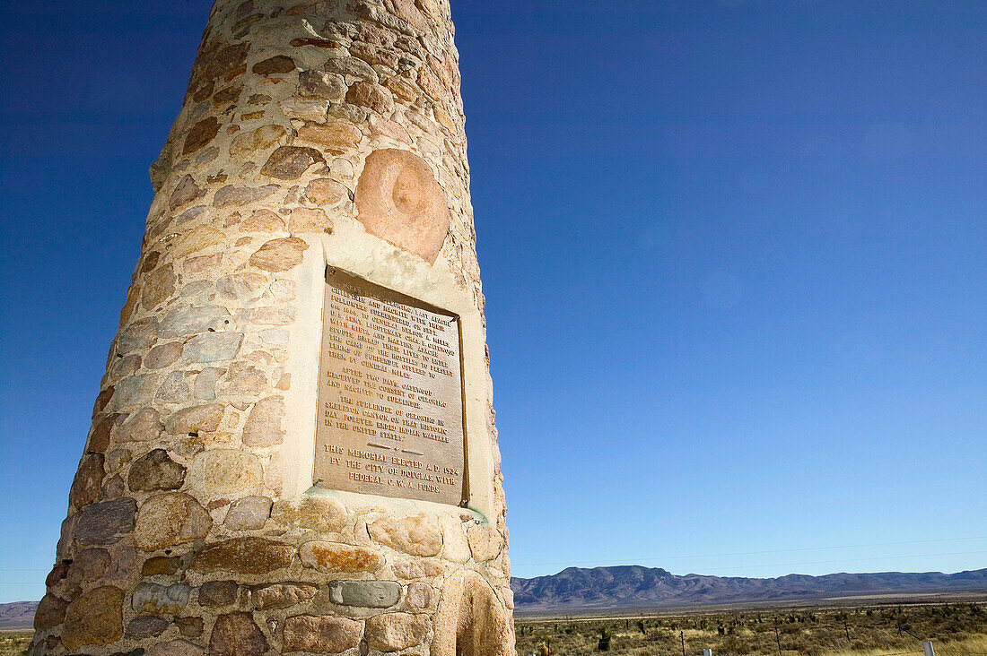Chief Geronimo Surrender Site monument ending Arizona territory Indian War (9/6/1886). Apache. Arizona, USA