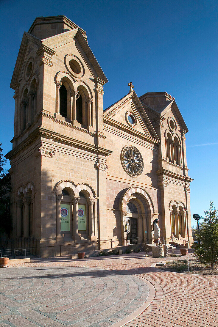 St. Francis Cathedral built 1869 in downtown Santa Fe. New Mexico, USA