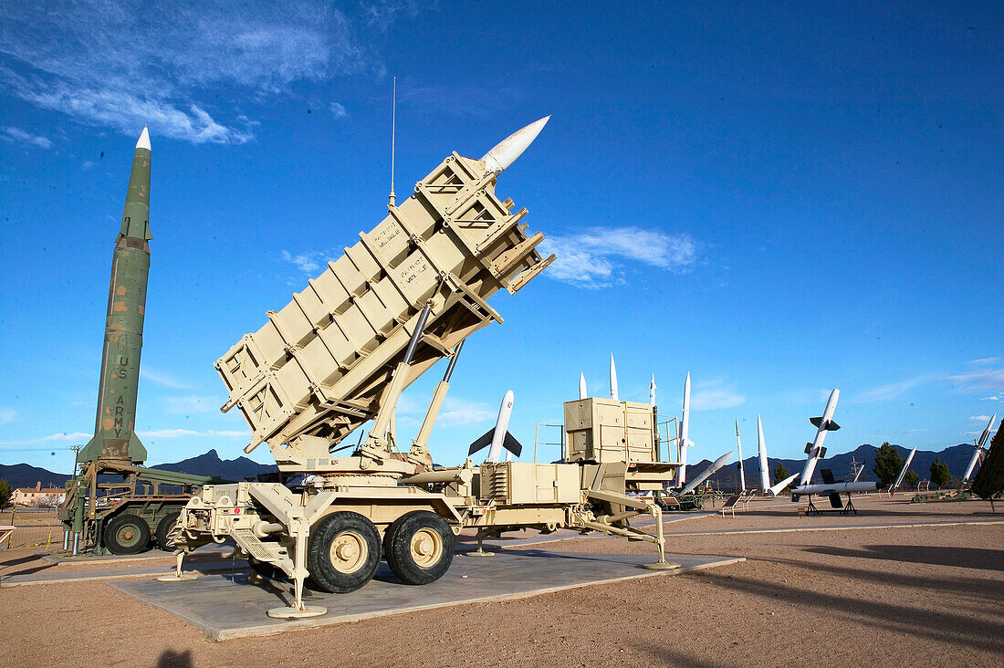 White Sands Missile Range Museum: Patriot surface-to-air missile and launcher. New Mexico, USA