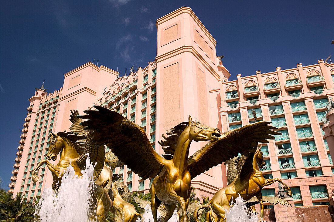 Bahamas, New Providence Island, Nassau: Atlantis Resort and Casino / Paradise Island. The Flying Horses of Atlantis Sculpture by Danie De Jager