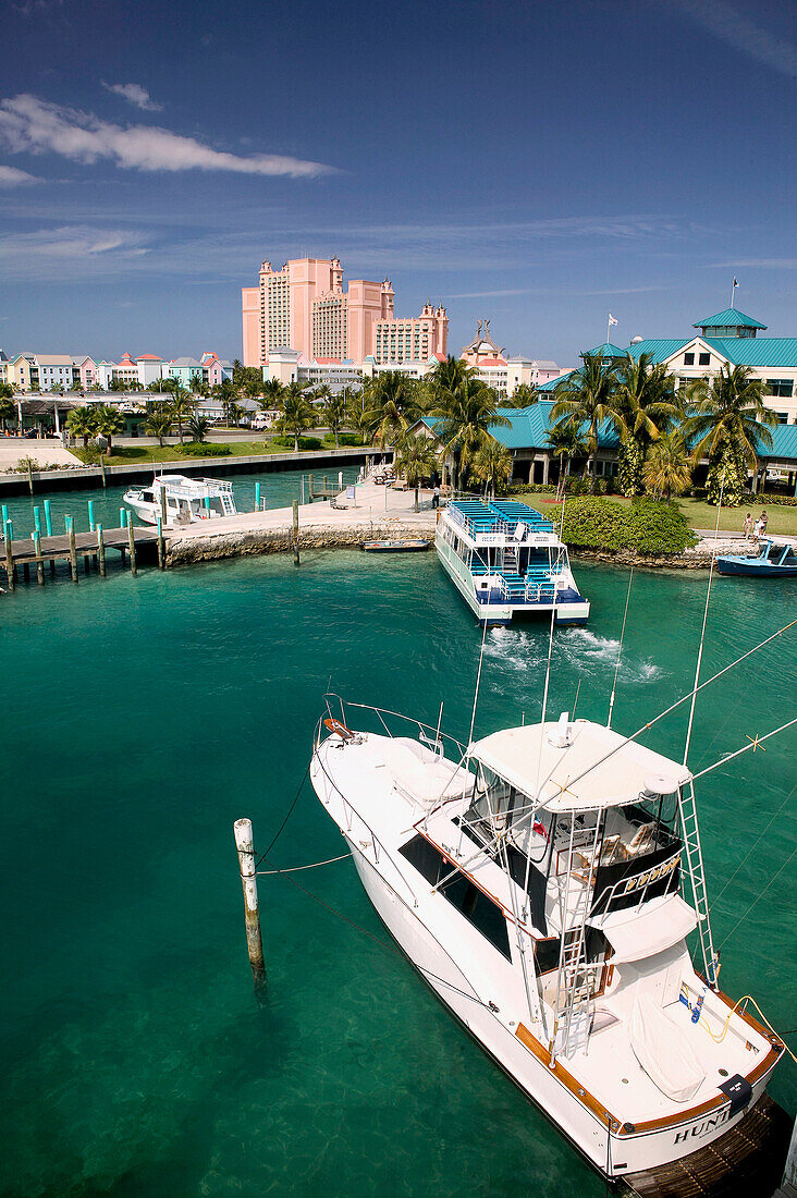 Bahamas, New Providence Island, Nassau: Atlantis Resort and Casino / Paradise Island. Daytime from Nassau Harbor