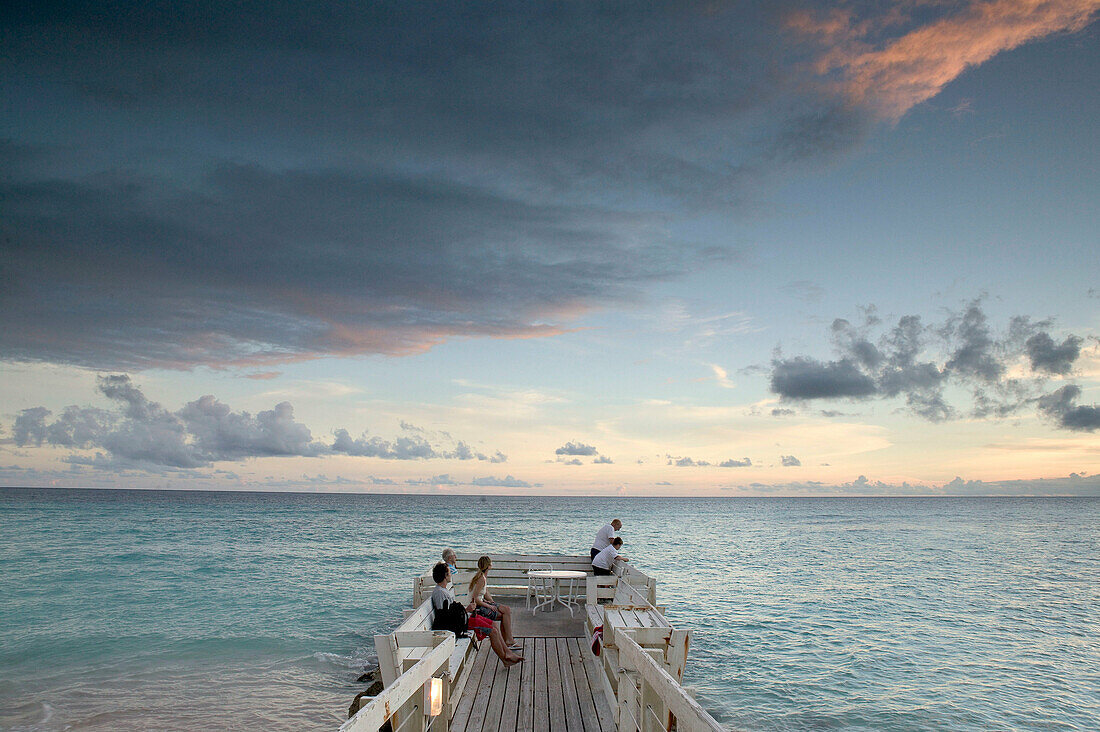 Barbados, St. Lawrence Gap: Sunset Watching on the Pier (NR)