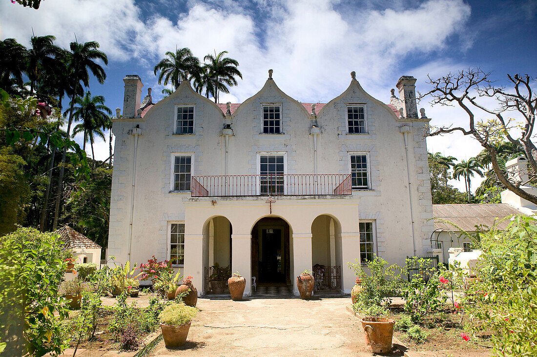 Barbados, North East Coast, St. Nicholas Abbey: St. Nicholas Abbey Museum / Old Sugar Plantation House b.1650). Plantation House Exterior