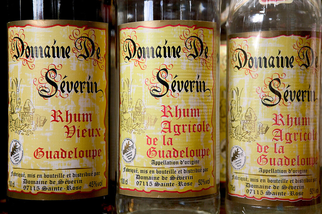 French West Indies (FWI), Guadeloupe, Basse-Terre, Lamentin-Area: Domaine de Severin Rum Bottles. Distillerie du Domaine de Severin, Rum Distillery