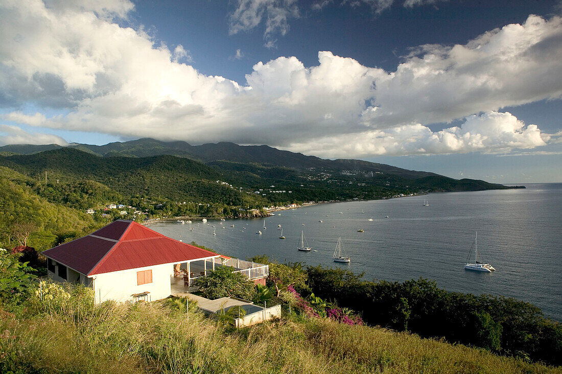 French West Indies (FWI), Guadeloupe, Basse-Terre, Malendure: Malendure Beach, Cliffside Beach Villa