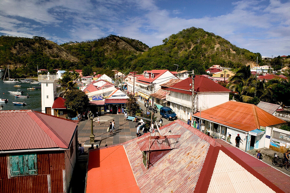 French West Indies (FWI), Guadeloupe, Les-Saintes Islands, Terre-de-Haut: Bourg Des Saintes- View over the Ferry Dock Area / Afternoon